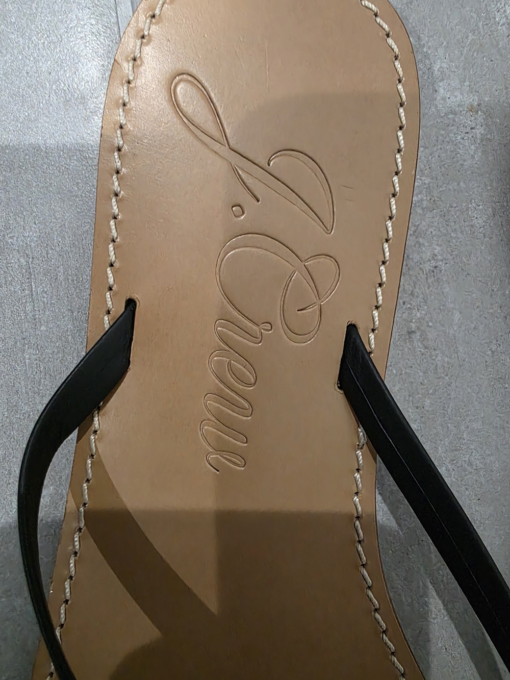 J. Crew Black Strap Tan Footbed Flip Flops - Picture 5 of 6